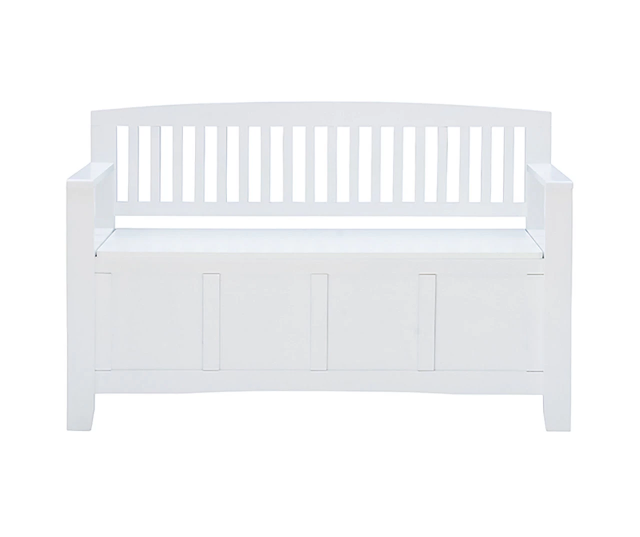Jeanette White Slat Back Storage Bench - Image 3