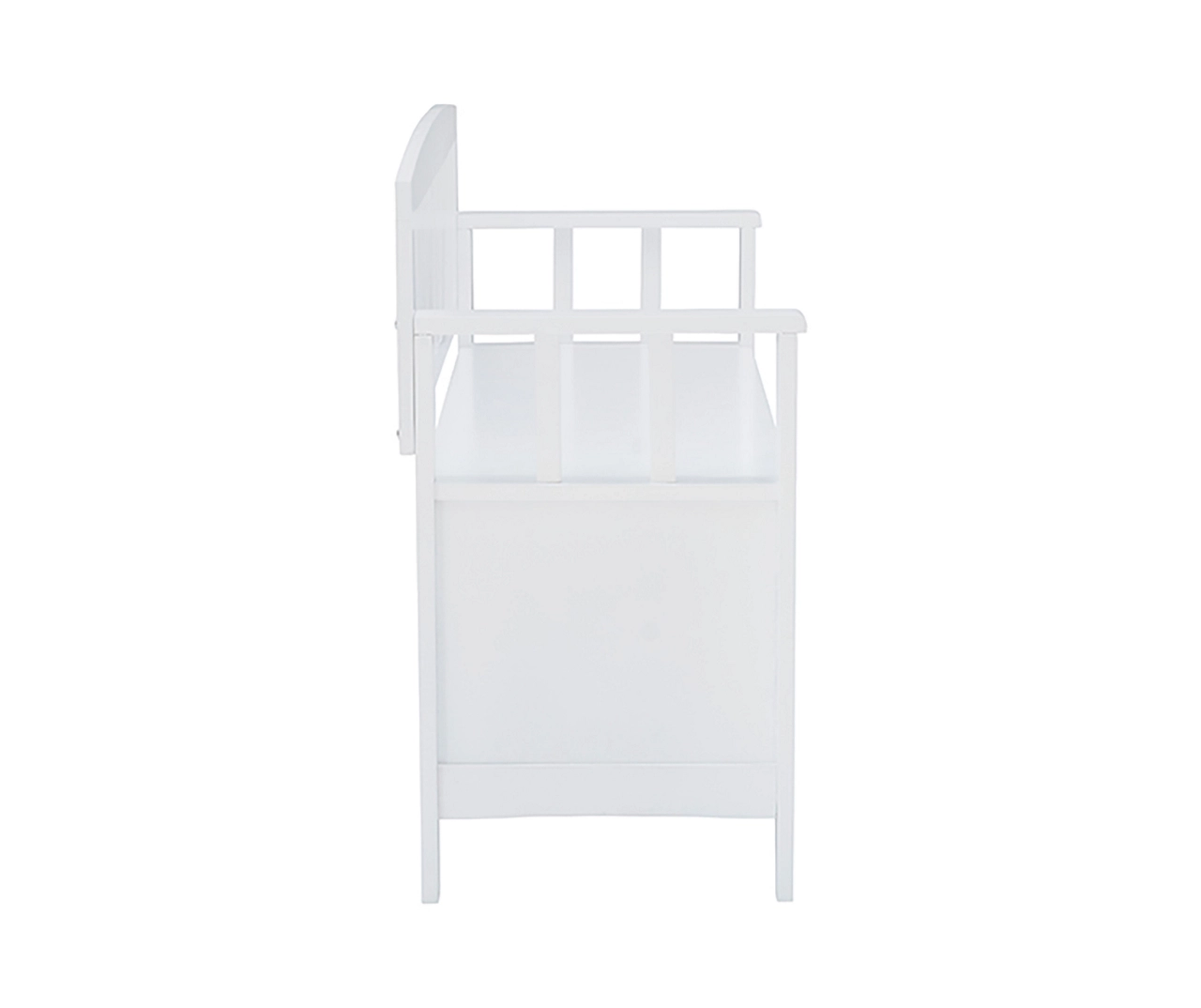 Jeanette White Slat Back Storage Bench - Image 4