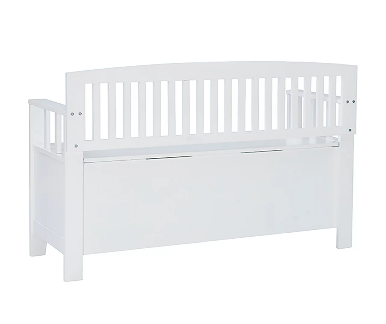 Jeanette White Slat Back Storage Bench - Image 5