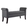 Emery Charcoal Tufted Fabric Storage Bench