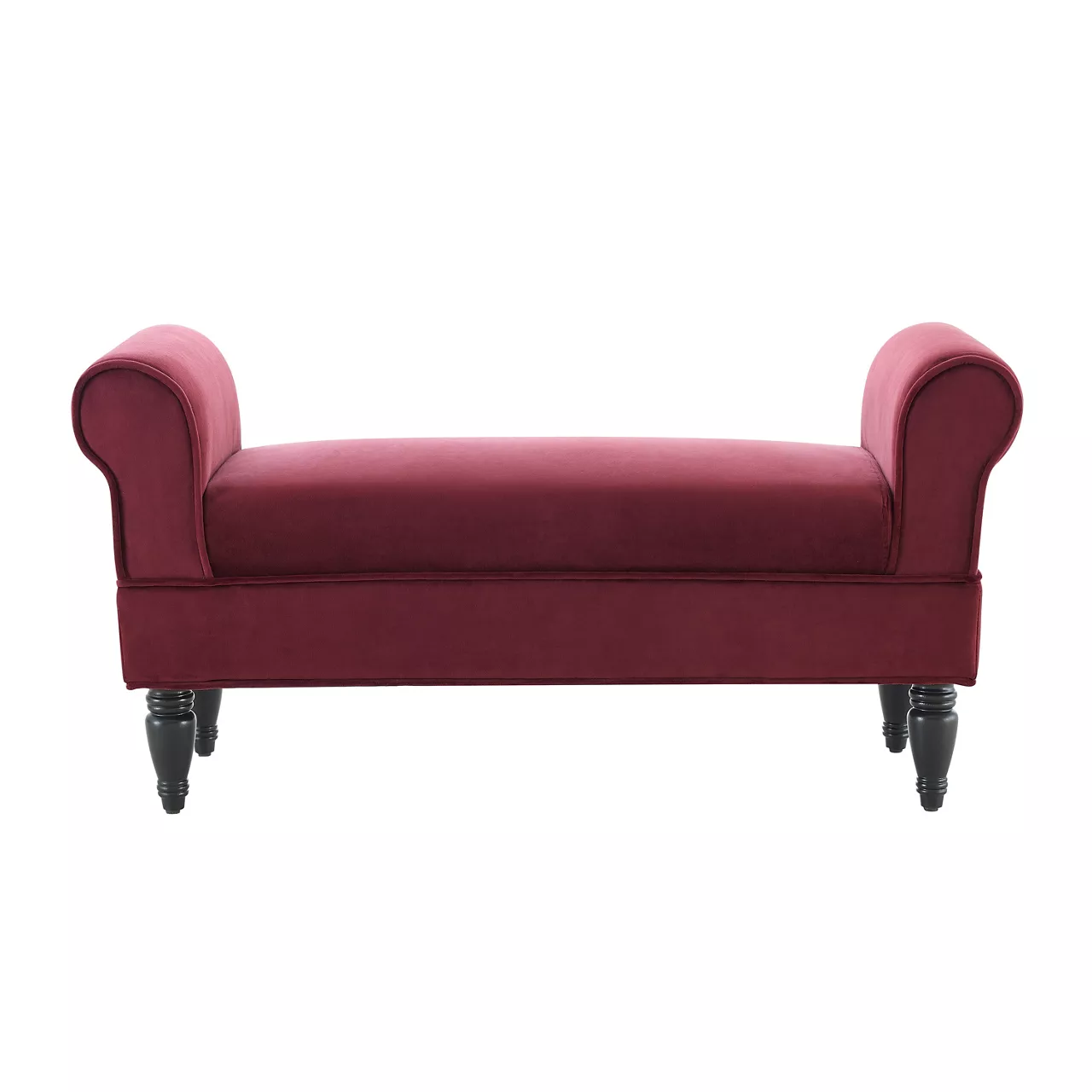 Elsie Berry & Dark Mahogany Upholstered Rolled Arm Bench - Image 3
