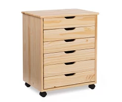 Craft Mate Wide Natural 6-Drawer Rolling Storage Cart