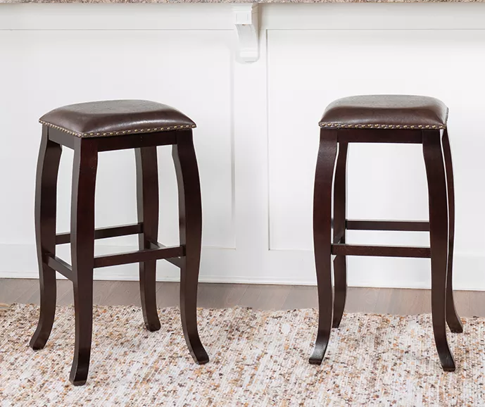 Dallas Brown Cushioned Square Top Bar Stool - Image 2