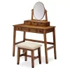 Laura 2-Piece Walnut & Beige 6-Drawer Tilting Mirror Vanity Set