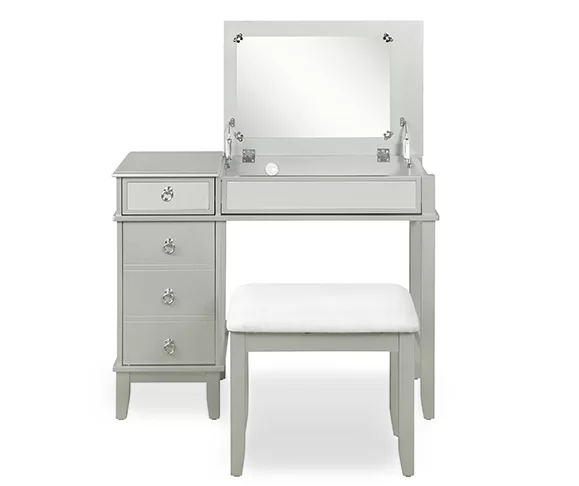 Jasmine 2-Piece White 1-Drawer Lifting Mirror Vanity Set - Image 4