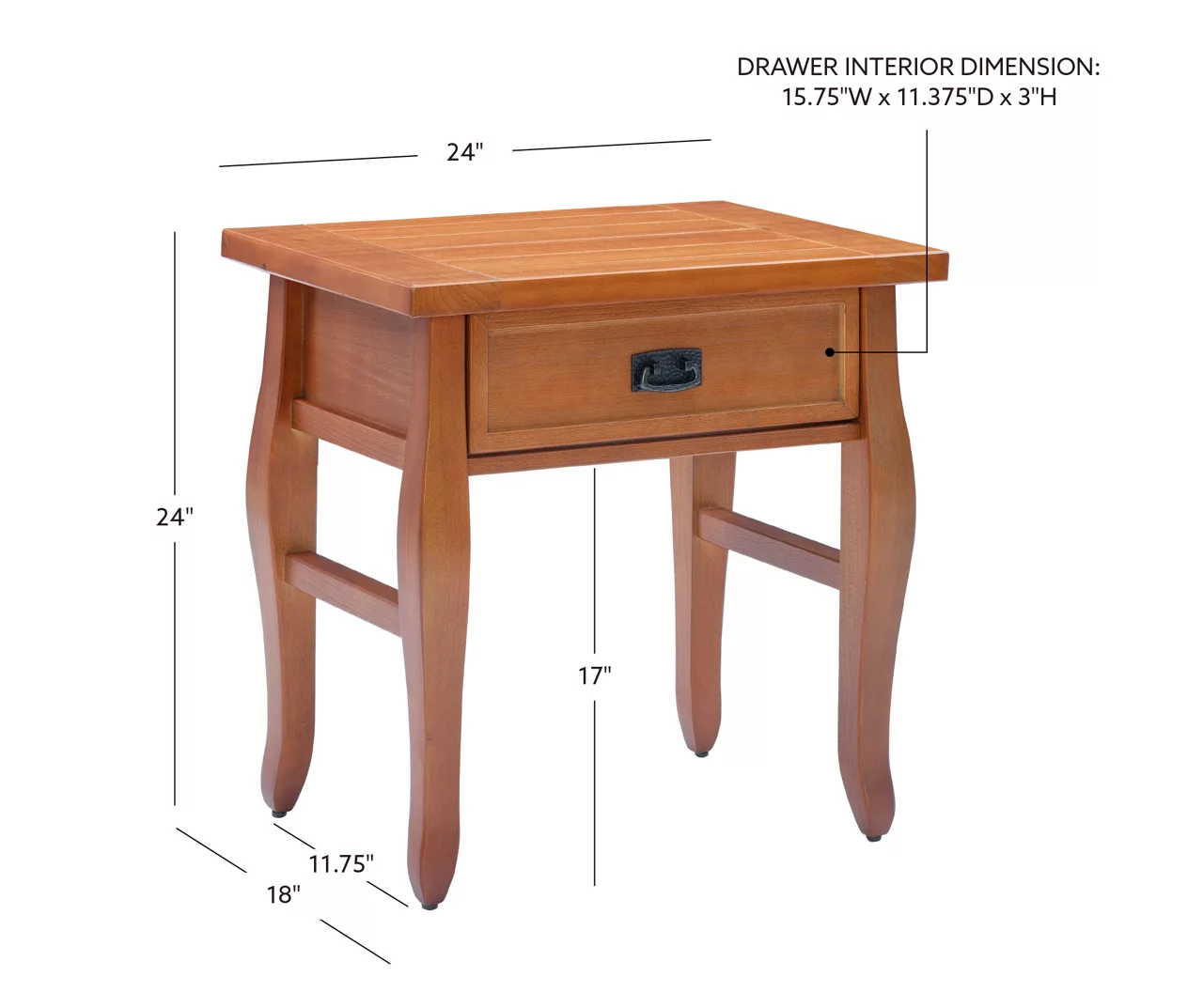 Denver Antique Pine 1-Drawer Curved Leg End Table - Image 11