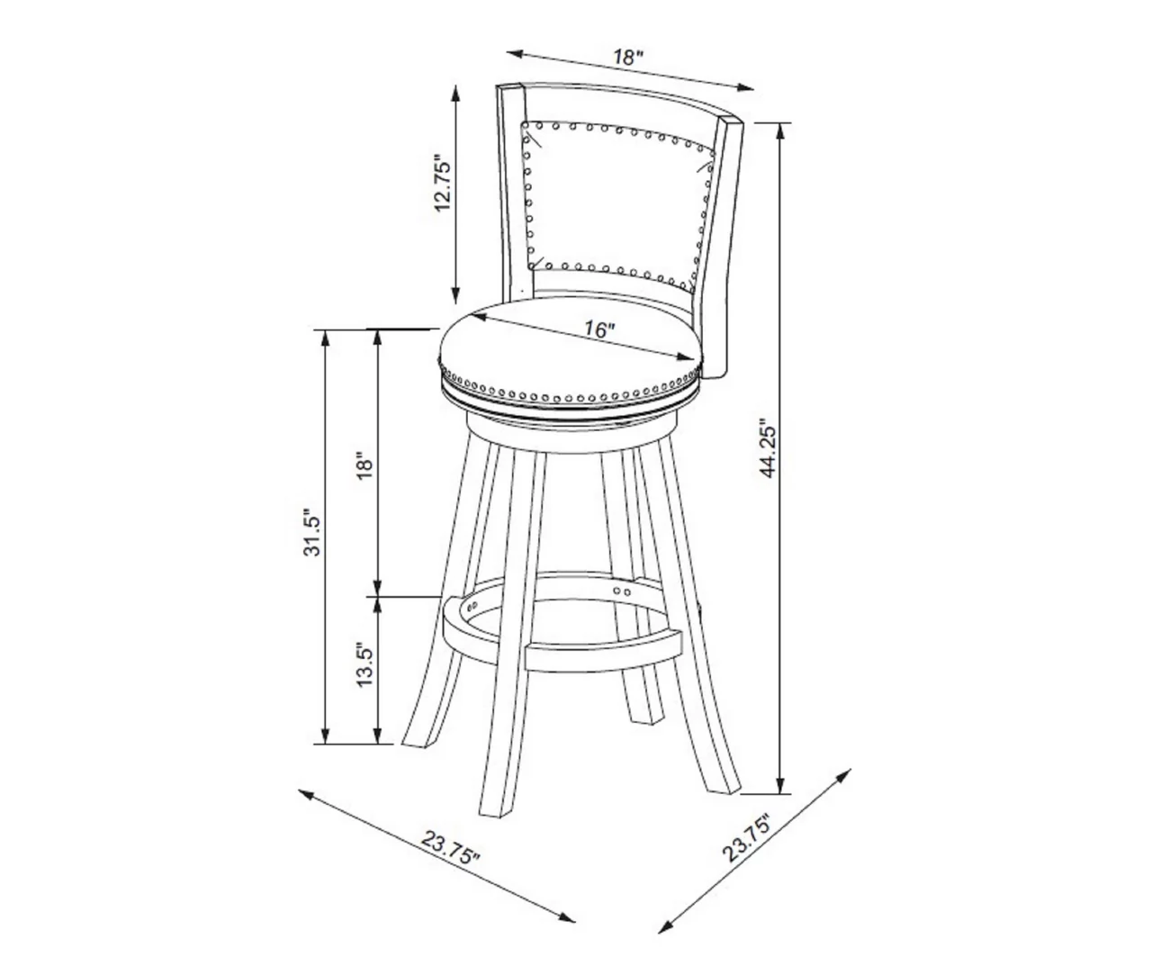 Graham Light Gray Padded Swivel Bar Stool - Image 6