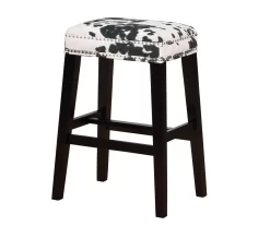 Baldwin White & Black Cow Print Nailhead Bar Stool