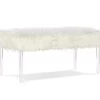 Cara White Faux Fur Acrylic Leg Bench