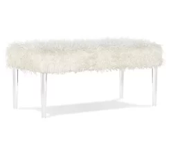 Cara White Faux Fur Acrylic Leg Bench