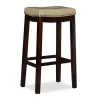 Brooke Beige & Dark Brown Faux Leather Backless Padded Bar Stool