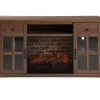 54" Walnut Glass Door Electric Fireplace Console
