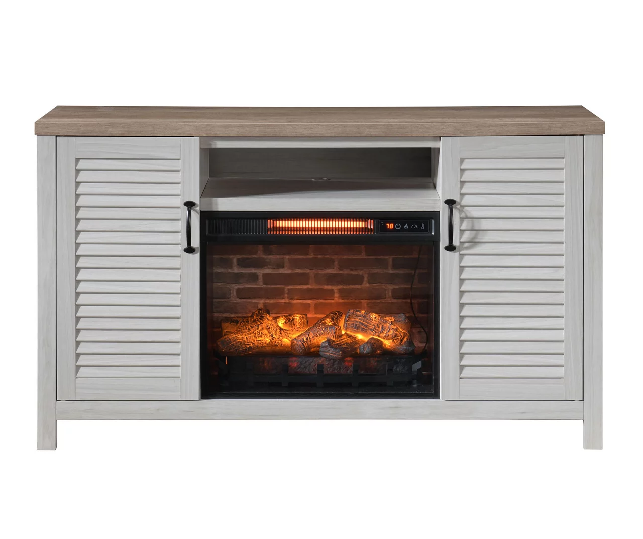 54" 2-Tone Shutter Door Electric Fireplace Console