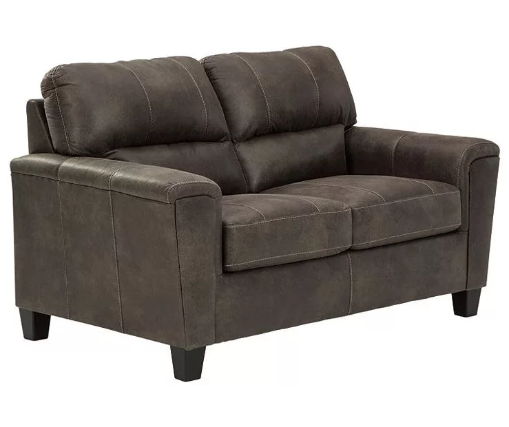 Navi Smoke Faux Leather Loveseat - Image 2