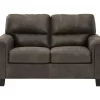 Navi Smoke Faux Leather Loveseat