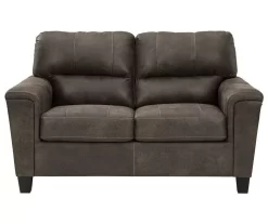 Navi Smoke Faux Leather Loveseat