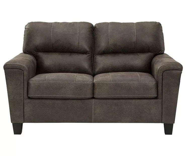 Navi Smoke Faux Leather Loveseat