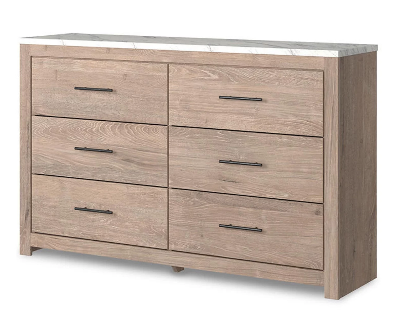 Senniberg Oak & Faux Calcutta 6-Drawer Dresser - Image 6
