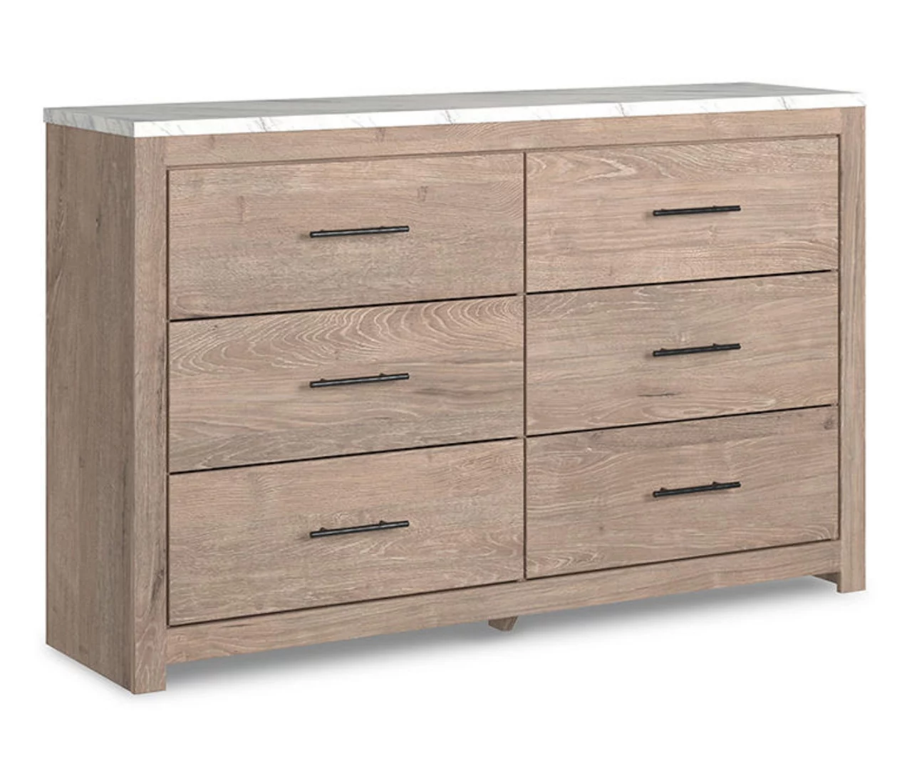 Senniberg Oak & Faux Calcutta 6-Drawer Dresser - Image 2