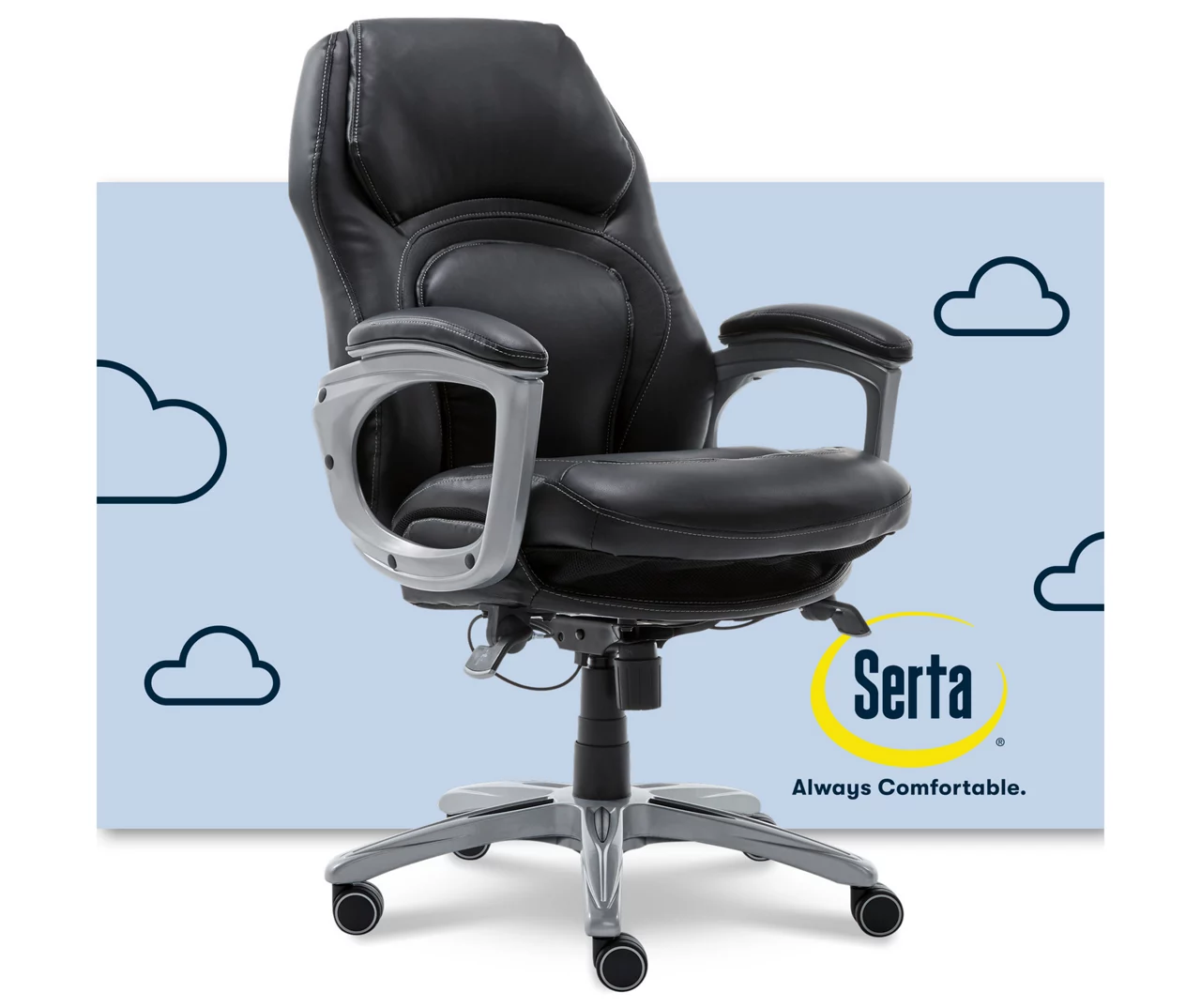 Delvin Black Bonded Leather Office Chair - Image 5