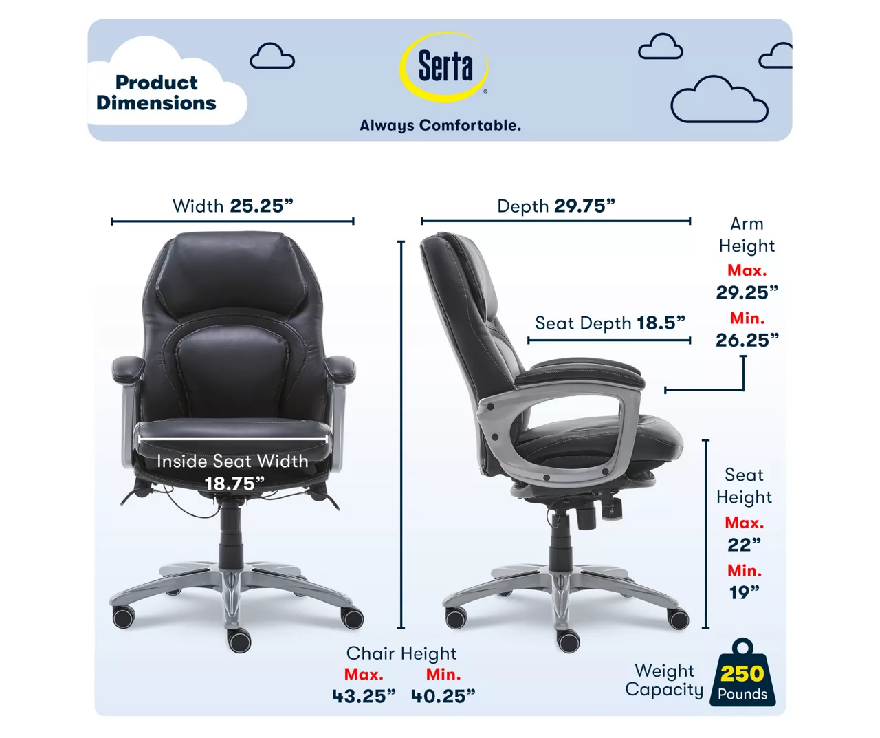 Delvin Black Bonded Leather Office Chair - Image 3