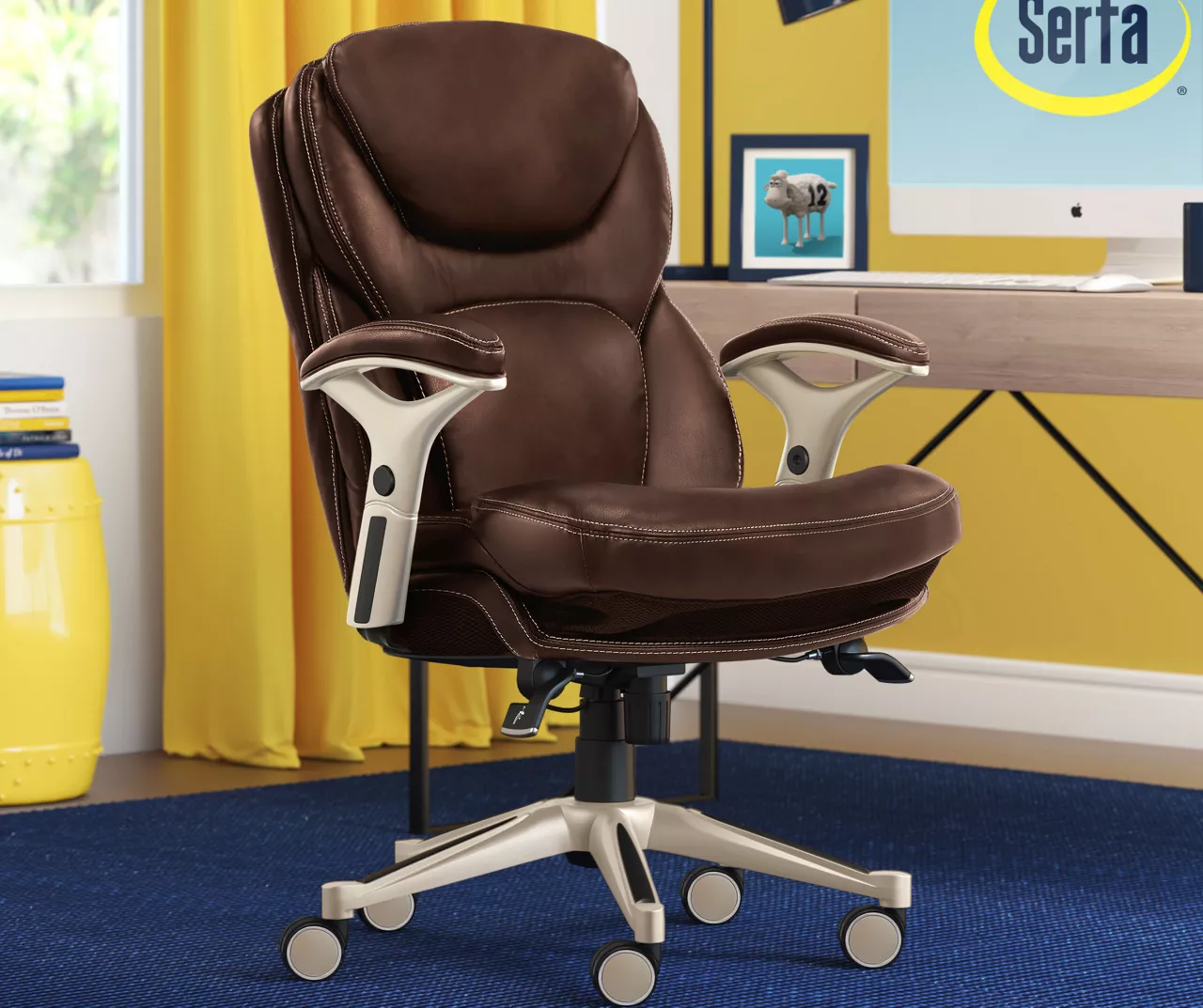 Claremont Chestnut Brown Bonded Leather Office Chair - Image 4