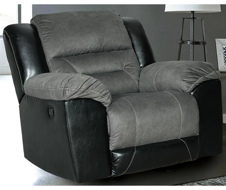 Earhart Slate Faux Leather Rocker Recliner - Image 2
