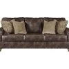 Nicorvo Coffee Faux Leather Sofa