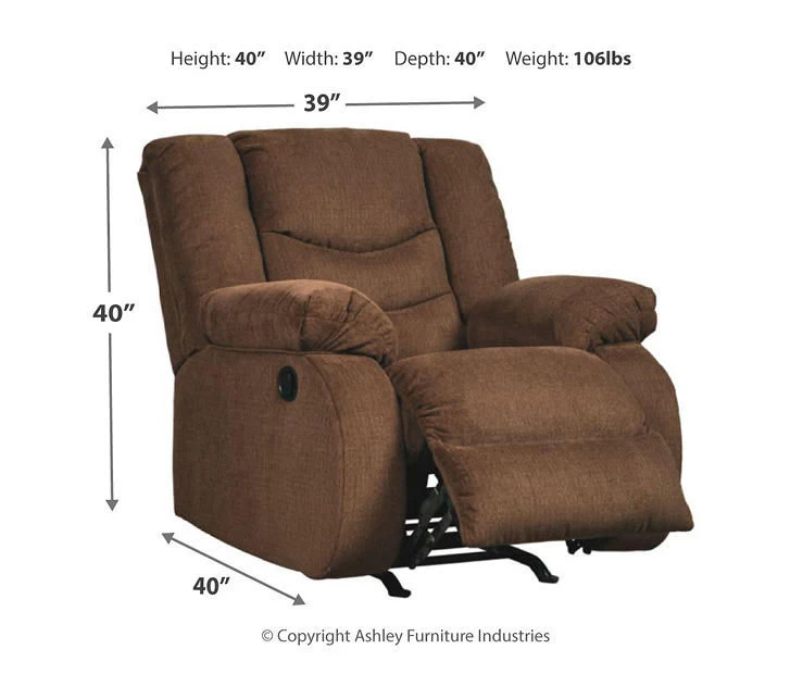 Tulen Chocolate Rocker Recliner - Image 5