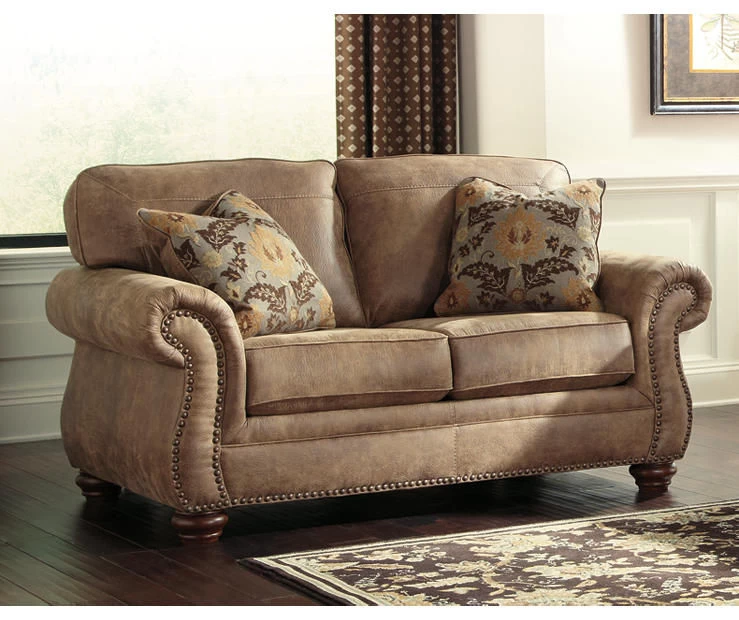 Larkinhurst Earth Faux Leather Loveseat - Image 2