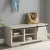 Walker Edison Birch Sliding Grooved Door Entryway Bench