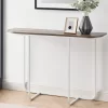 Walker Edison Rustic Oak & White Curved Console Table