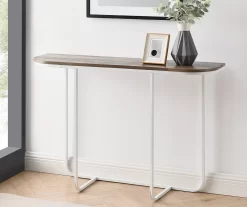 Walker Edison Rustic Oak & White Curved Console Table