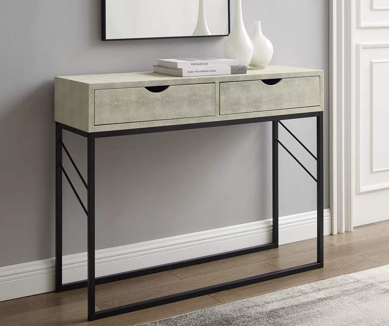 Walker Edison Faux Shagreen 2-Drawer Console Table - Image 2