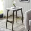 Walker Edison Faux Marble & Dark Brown Oak Tapered Leg Side Table