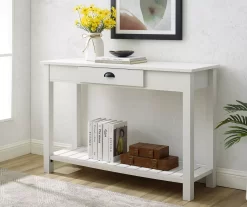 Walker Edison Brushed White Country Style Console Table