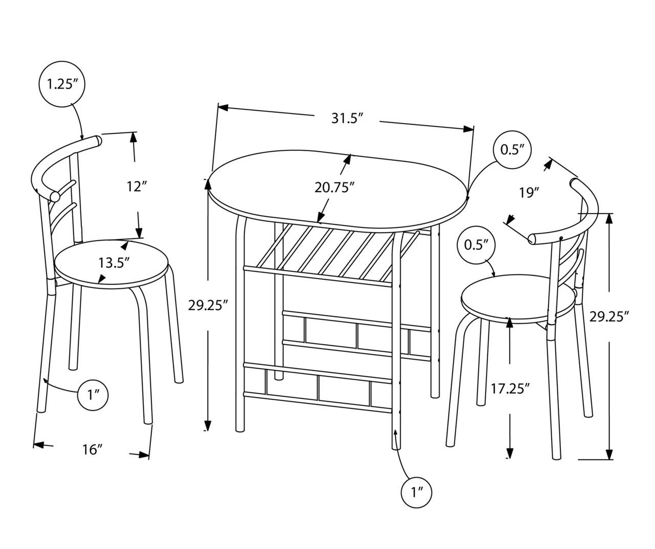 Monarch 3-Piece Dining Set - Image 9