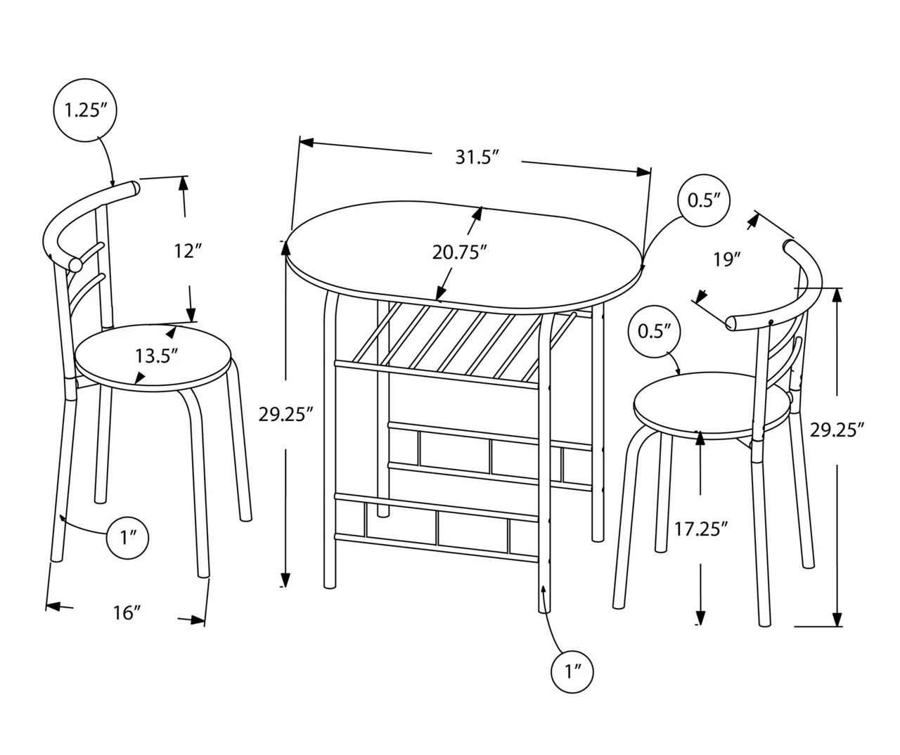 Monarch 3-Piece Dining Set - Image 19