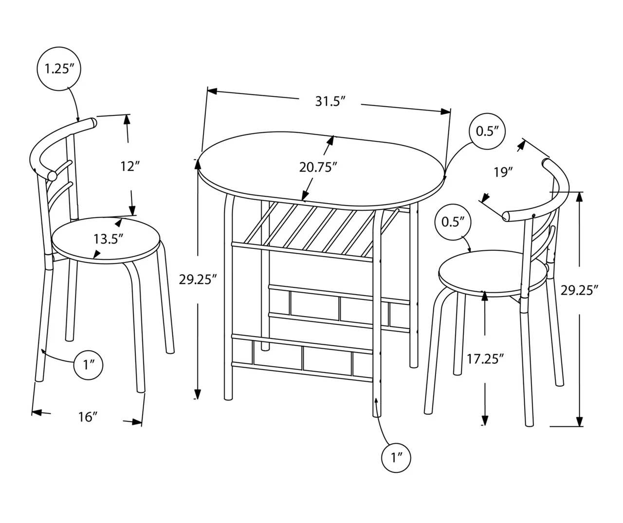 Monarch 3-Piece Dining Set - Image 14
