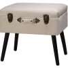 Seashell White Velvet Suitcase Storage Stool