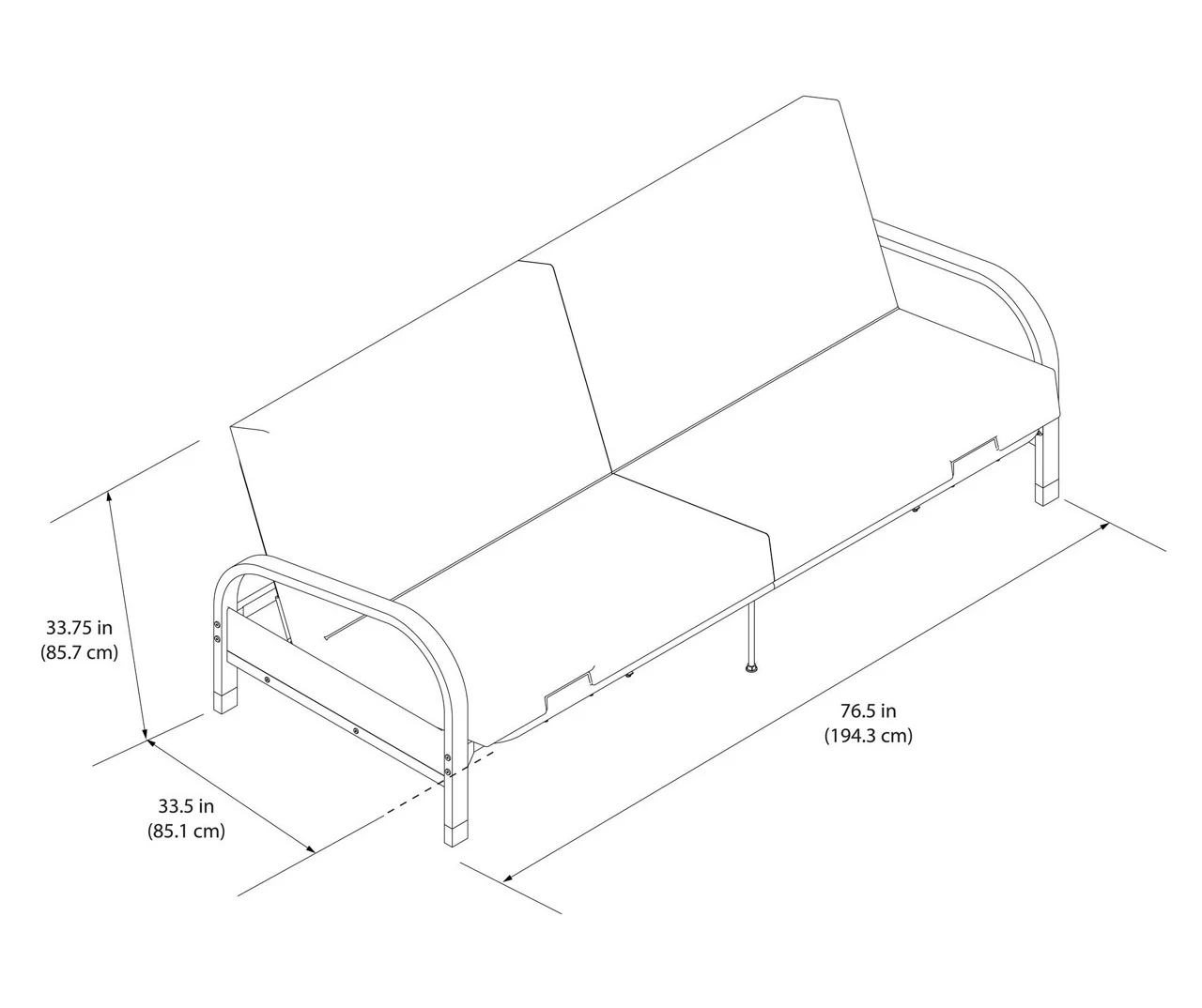 DHP Elbern Black Metal Futon With Cover - Image 9
