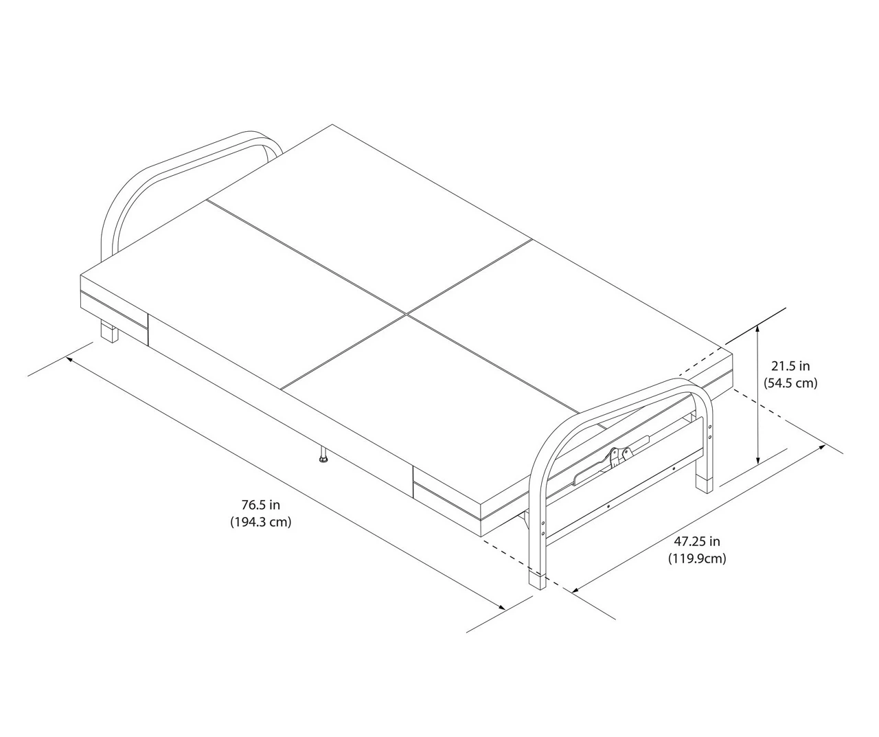 DHP Elbern Black Metal Futon With Cover - Image 10