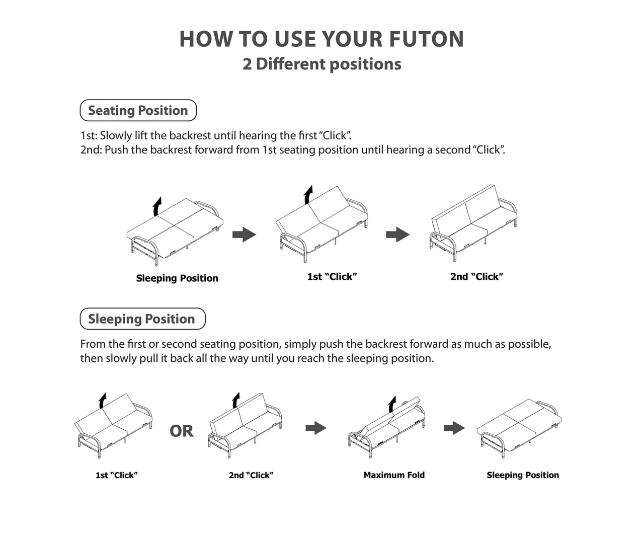 DHP Elbern Black Metal Futon With Cover - Image 8