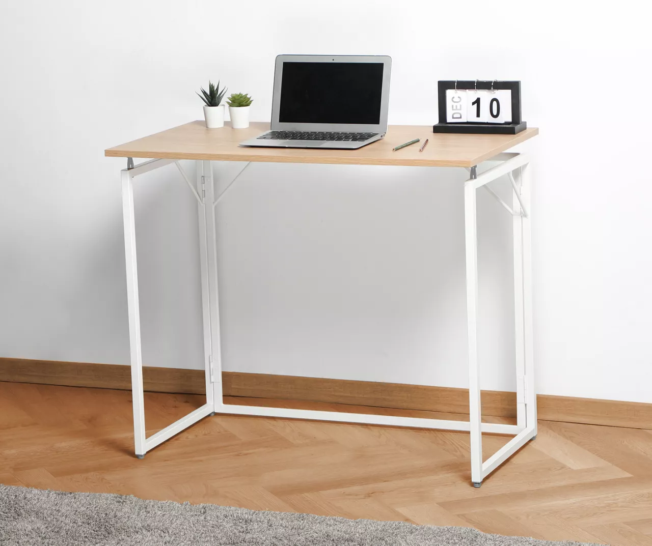 Blonde Wood & White Folding Desk - Image 2