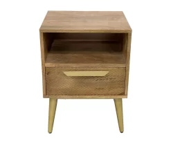 Mango Wood & Metal Bed Side Table