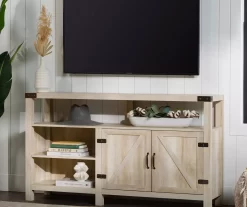 58" White Oak Barn Door Highboy TV Stand