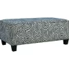Trendle Blue & Tan Oversize Accent Ottoman