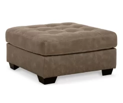 Keskin Brown Faux Leather Oversize Accent Ottoman