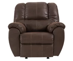 McGann Walnut Faux Leather Rocker Recliner