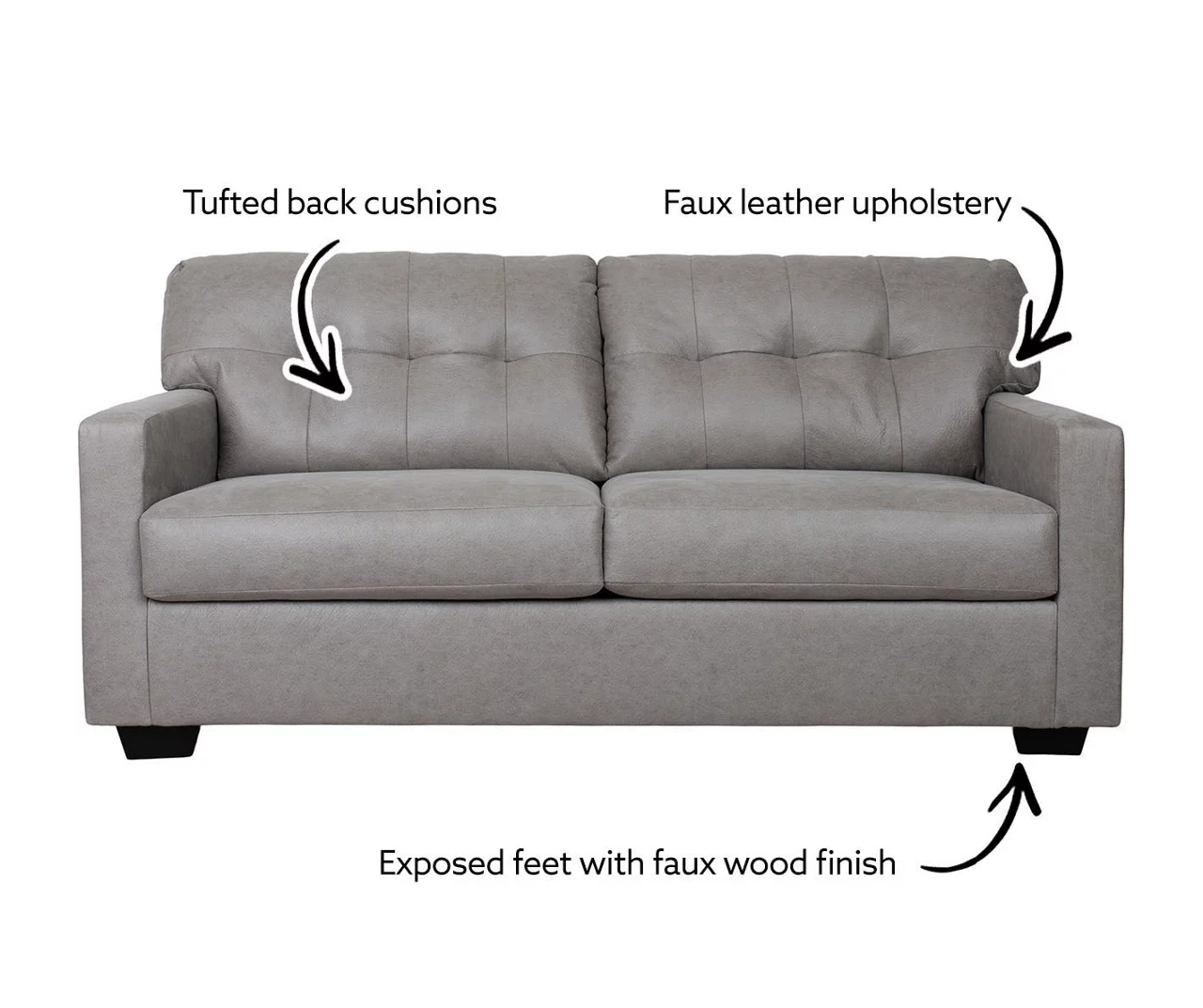 Battstone Graphite Faux Leather Sofa - Image 2